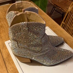 Sparkling Rhinestone Ankle Boots